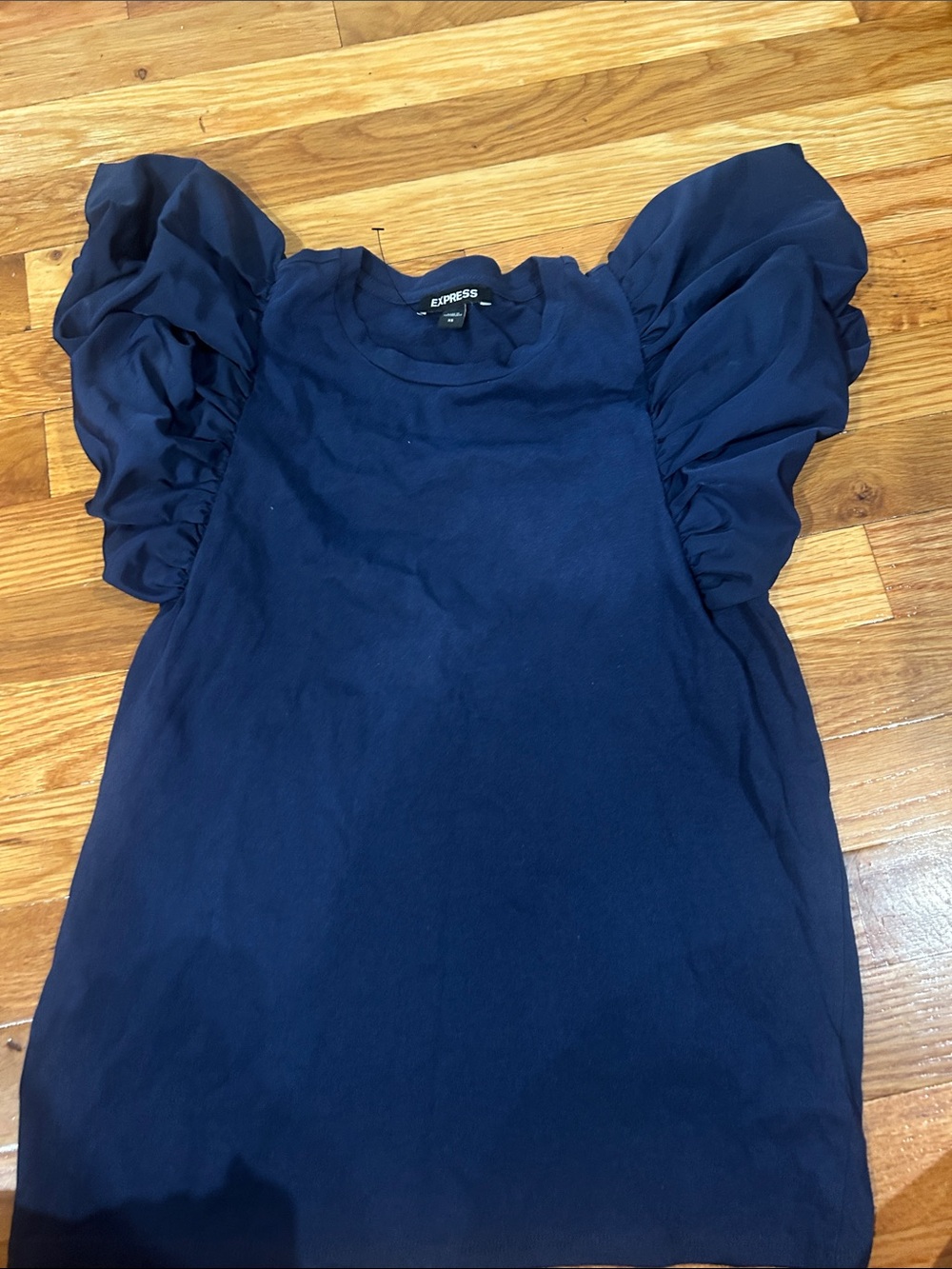 Express Girls' Navy Ruffle Puff Sleeve Tee